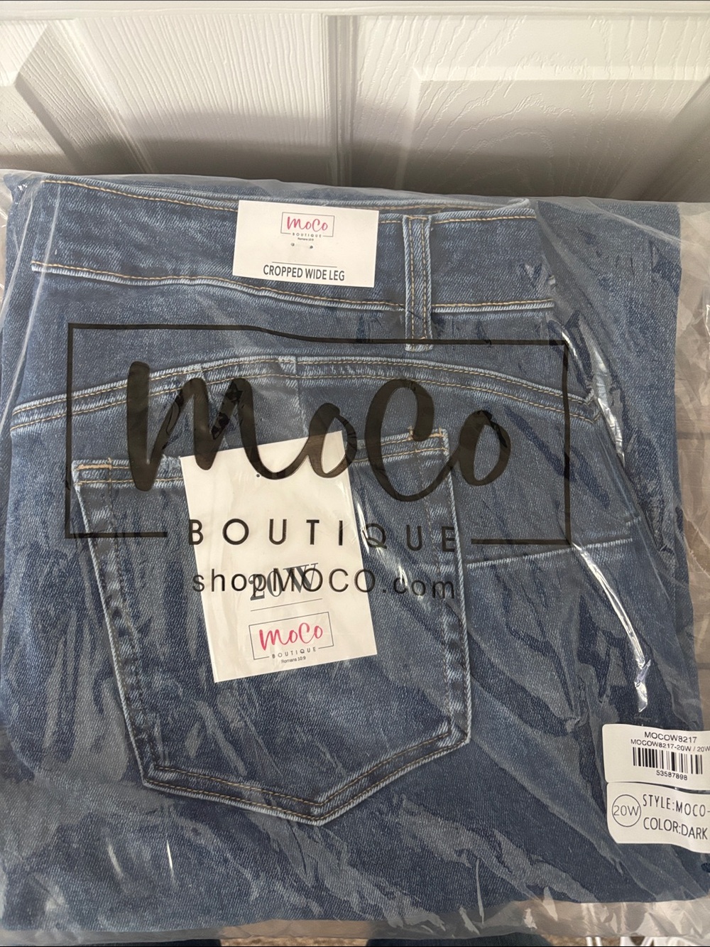 Dark Blue Cropped Wide Leg Jeans